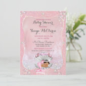 Invitation Baby Mermaid Ethnic Pink Shell Pearls (Debout devant)