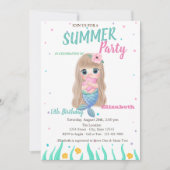 Invitation Baby Mermaid Scales Seashells fête d'anniversaire (Devant)