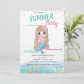 Invitation Baby Mermaid Seashells Anniversaire Fête Invitatio (Debout devant)
