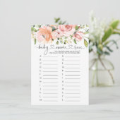 Invitation Baby Name Race Jeu, Floral Rose Baby shower Jeu (Debout devant)