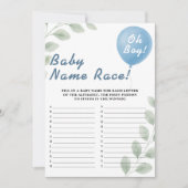 Invitation Baby Name Race Shower Game Balloon Eucalyptus (Devant)