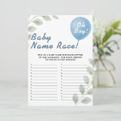 Invitation Baby Name Race Shower Game Balloon Eucalyptus (Debout devant)