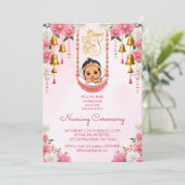 Invitation Baby Naming Cradle Indian Cérémonie modèle rose (Debout devant)