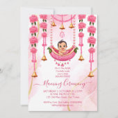 Invitation Baby Naming Cradle Indian Cérémonie modèle rose (Devant)