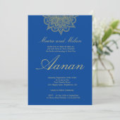 Invitation Baby Naming Hindu Namkaran Ceremony Bleu (Debout devant)