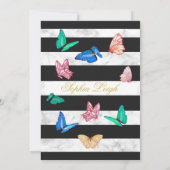Invitation Baby Naming Jewish Black White Stripe Papillon (Dos)