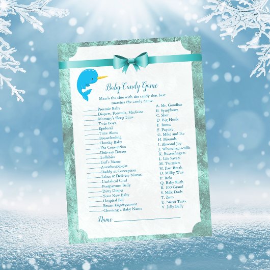 Invitation Baby Narwhal Baby Candy Douche Jeu