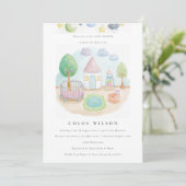 Invitation Baby Nursery Essential Cute Pastel Baby shower (Debout devant)