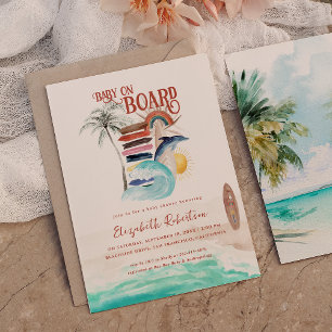 Invitation Baby on Board   Baby Shower Bohème Surf
