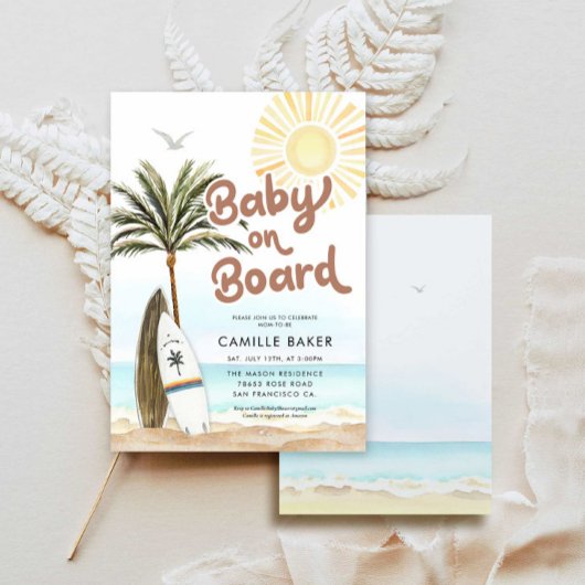 Invitation Baby on Board Baby shower de plage