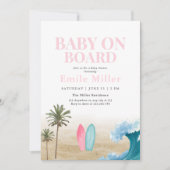 Invitation Baby On Board Baby Shower, Surf Beach Baby Shower (Devant)