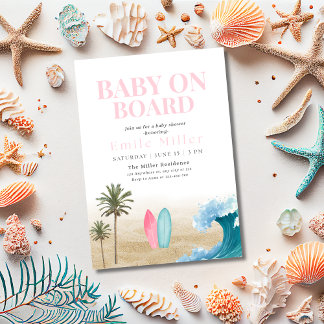 Invitation Baby On Board Baby Shower, Surf Beach Baby Shower