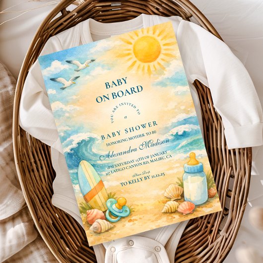 Invitation Baby On Board Beach Baby Shower