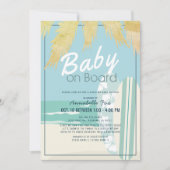 Invitation Baby on Board Beach Surf Boy Baby shower Drive by (Devant)