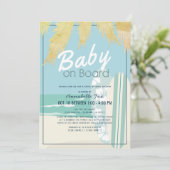 Invitation Baby on Board Beach Surf Boy Baby shower Drive by (Debout devant)
