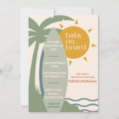 Invitation "Baby on board" Beach Surfing Ocean Baby shower (Devant)