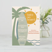 Invitation "Baby on board" Beach Surfing Ocean Baby shower (Debout devant)
