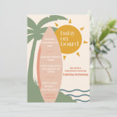 Invitation "Baby on board" Beach Surfing Ocean Baby shower (Debout devant)