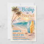 Invitation Baby on Board Retro Surf Beach Baby Shower (Devant)