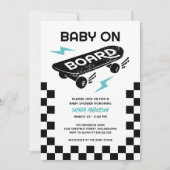 Invitation Baby on Board Skateboard Baby shower (Devant)