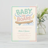 Invitation Baby on Board Skateboard Baby Shower party (Debout devant)