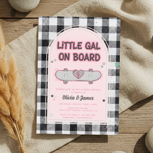Invitation Baby on Board Skateboard Baby Shower party