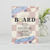 Invitation Baby on Board Skateboard Baby Shower party Invitat (Debout devant)