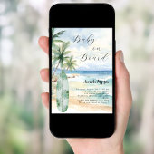 Invitation Baby on Board surf Baby shower de plage tropicale