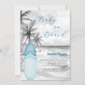 Invitation Baby on Board surf board bleu garçon Baby shower r (Devant)
