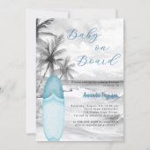 Invitation Baby on Board surf board bleu garçon Baby shower r (Devant)