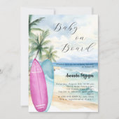 Invitation Baby on Board surf board fille garçon plage Baby s (Devant)