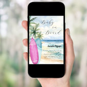 Invitation Baby on Board surf board fille garçon plage Baby s