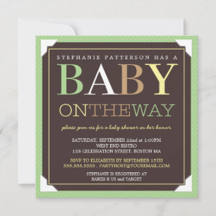 Invitation Baby On the way Modern Green & Brown Baby shower