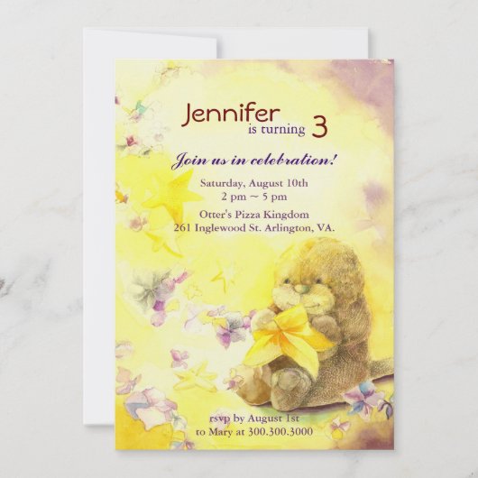 Invitation Baby Otter, fête d'anniversaire pour les enfants (Devant)
