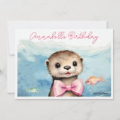 Invitation Baby Otter Wild One Girl Anniversaire (Dos)