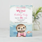 Invitation Baby Otter Wild One Girl Anniversaire (Debout devant)