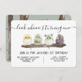 Invitation Baby Owl Birthday (Devant / Derrière)