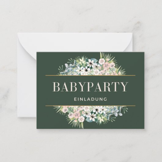 Invitation Baby Party – Baby Shower Floral Vert Do (Devant)