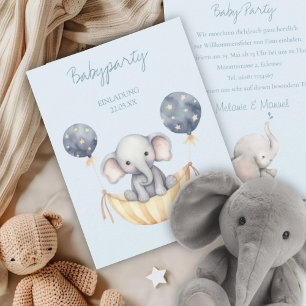 INVITATION Baby Party Elefant et Ballon