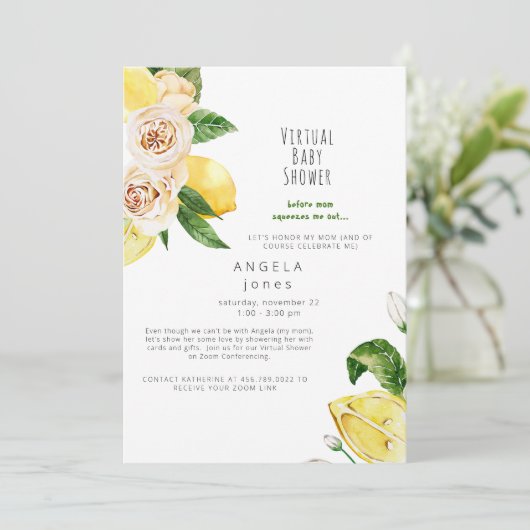 Invitation Baby Perspective Cute Lemons Baby shower virtuel (Debout devant)