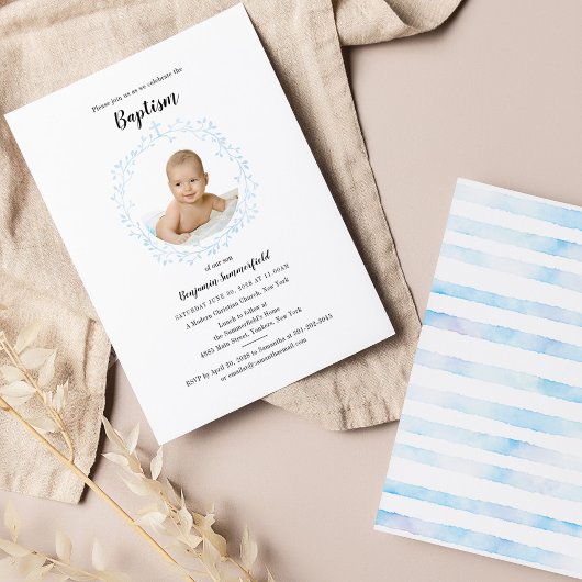 Invitation Baby Photo Christian Baptism Evénement religieux