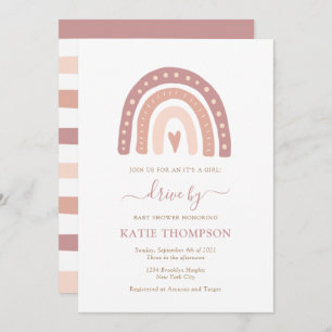 Invitation Baby Pink Rainbow C’est une fille qui roule par Ba