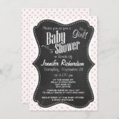 Invitation Baby Pois roses ; tableau de bord (Devant / Derrière)