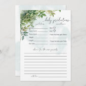 Invitation Baby Predictions Baby shower de verdure Jeu (Devant / Derrière)