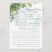 Invitation Baby Predictions Baby shower de verdure Jeu (Devant)