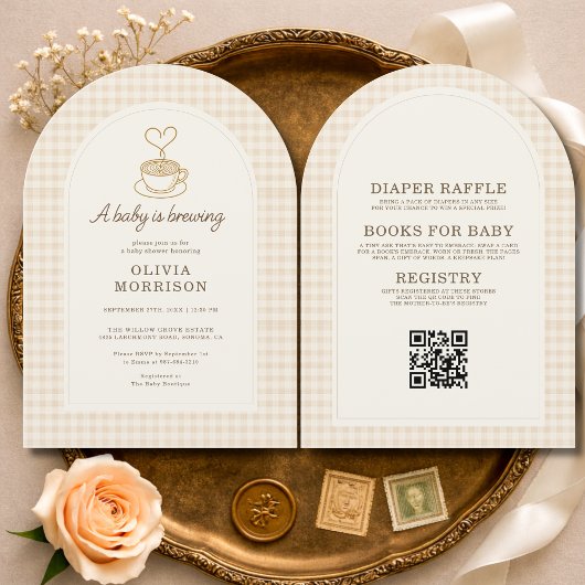 Invitation Baby prépare un café QR Code Baby Shower