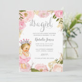 Invitation Baby Princess C'est un Baby shower rose fille (Debout devant)