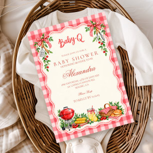 Invitation Baby-Q à carreaux rouges Baby Shower de BBQ dans l