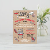 Invitation Baby Q Barbecue Douche Party (Debout devant)