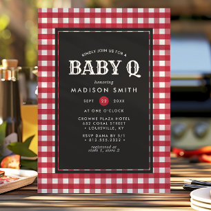 Invitation Baby Q Barbeque Rouge Été Country Baby Shower